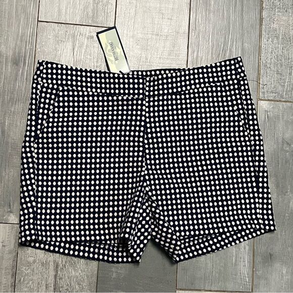 NWT Polka Dot Gingham Mid Rise 3.5” Short British Khaki Navy Blue White 6 - Picture 1 of 10
